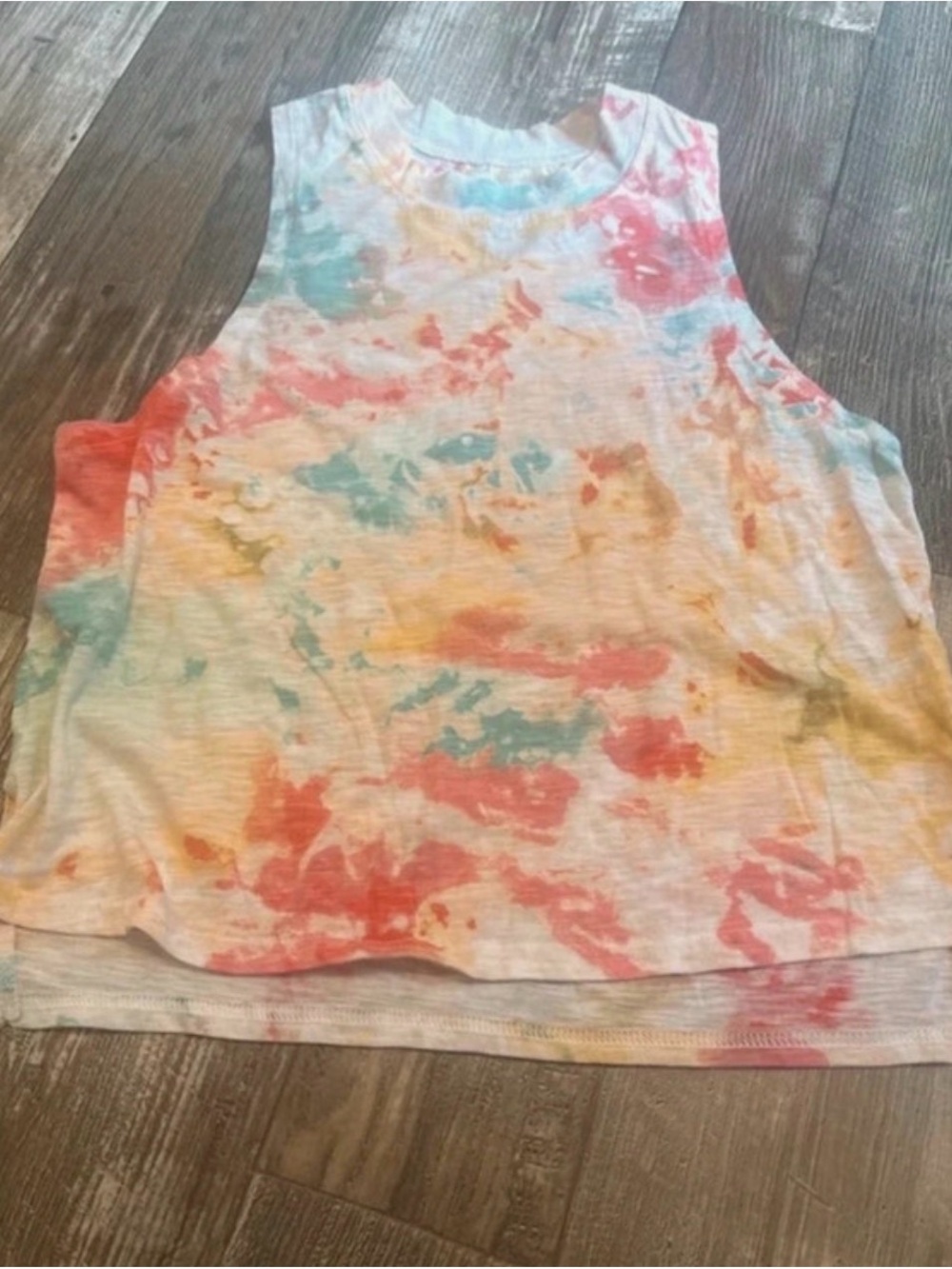 SO Pastel Tie-Dye Tank Top - Coral, Aqua, Yellow